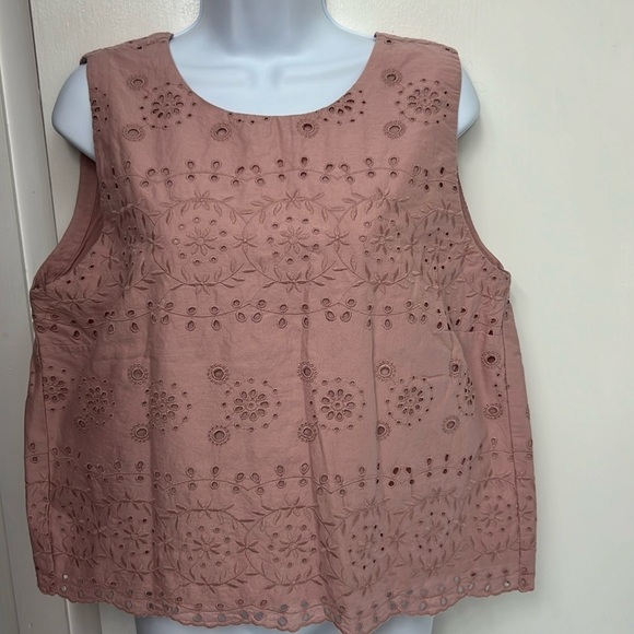 Loft, Mauve colored eyelet sleeveless shirt, fully lined, reversible?? Size XL - Picture 2 of 9